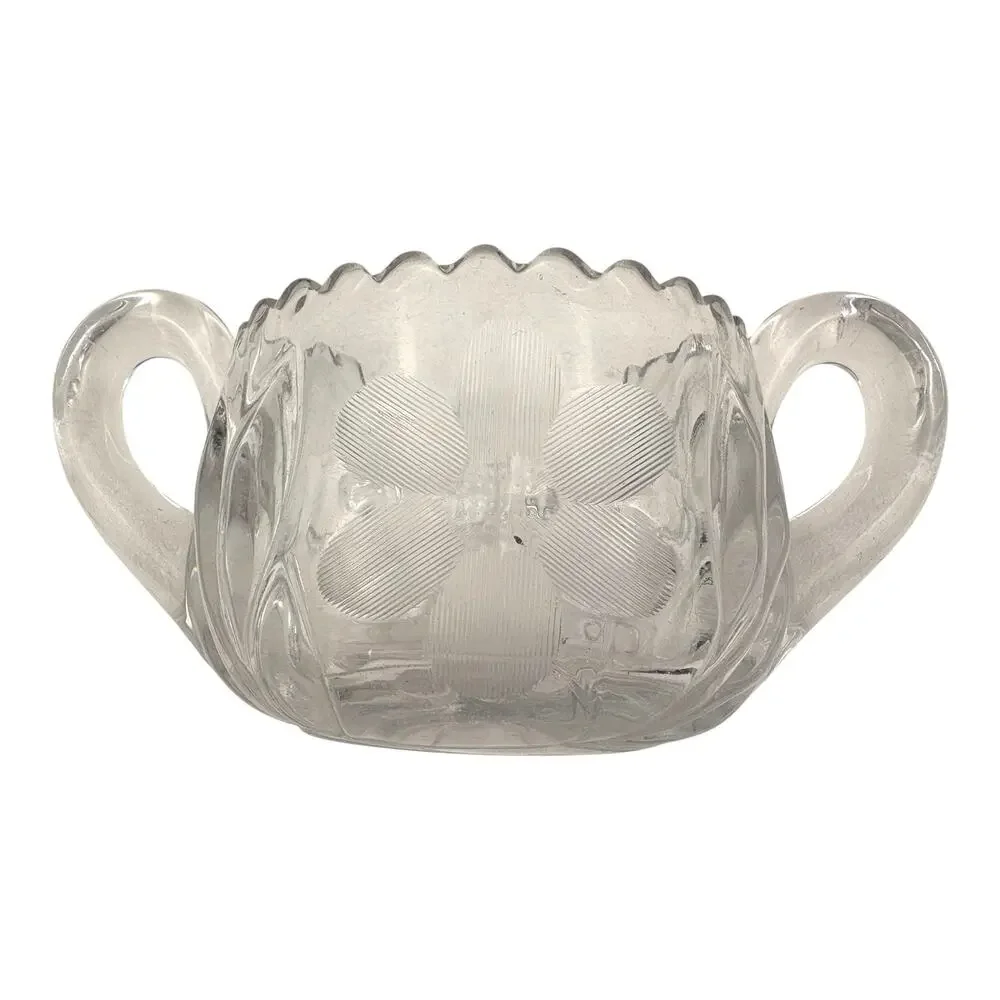 Vintage Tiffin-Franciscan EAPG Clear Cut Open Sugar Bowl Floral Etched‎